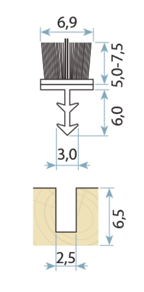 Timber Brush Seal with Fin - Seal for Windows and Doors