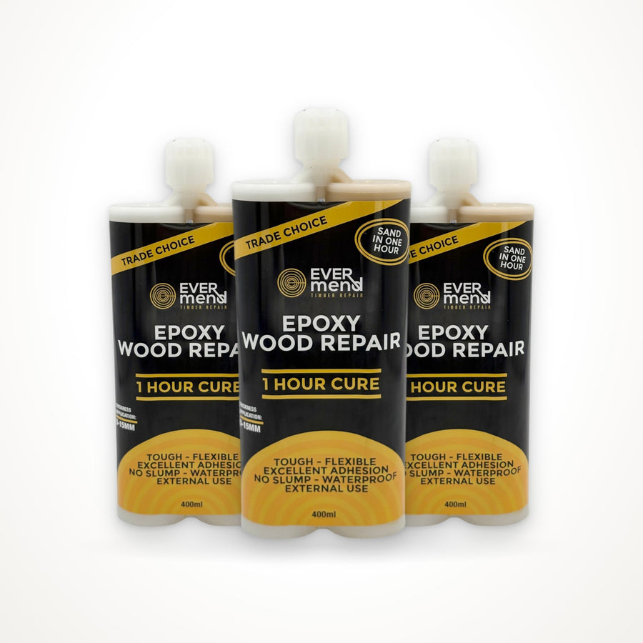 Evermend 1 Hour Cure epoxy wood repair, 3 cartridge pack