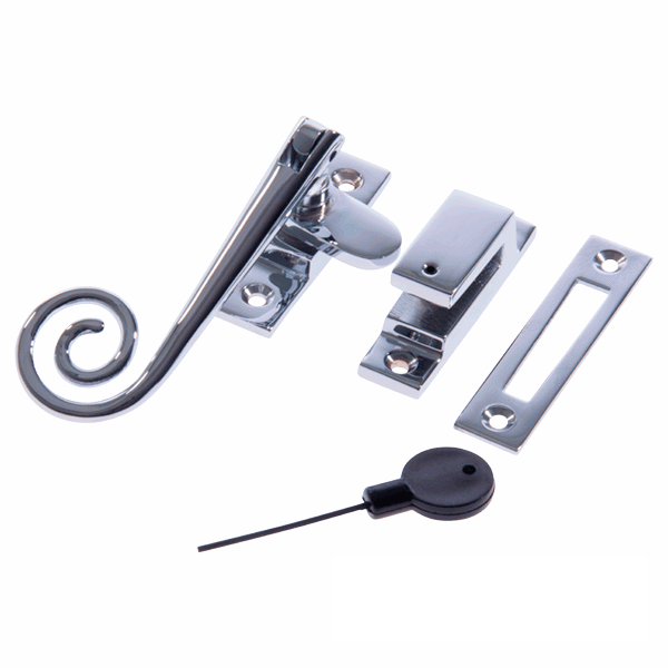 Luxury Spiral End Locking Casement Window Fastener - Polished Chrome