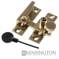 image of double hung sash window straight arm fastener brass