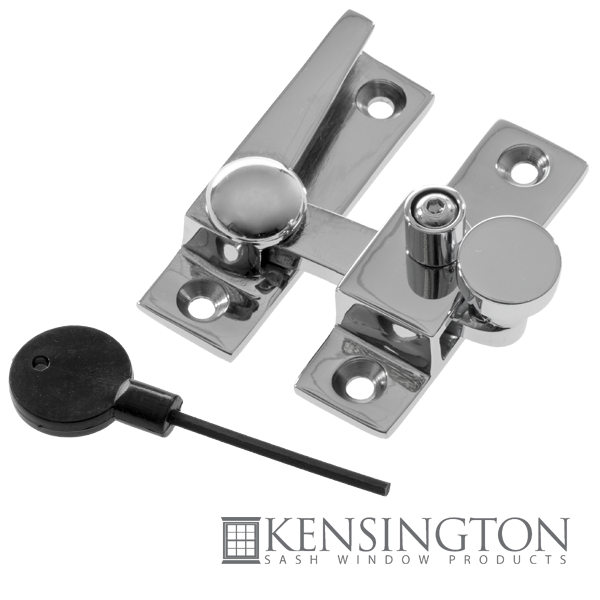 image of double hung sash window straight arm fastener chrome