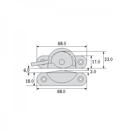 diagram showing dimensions of sash window fitch fastener