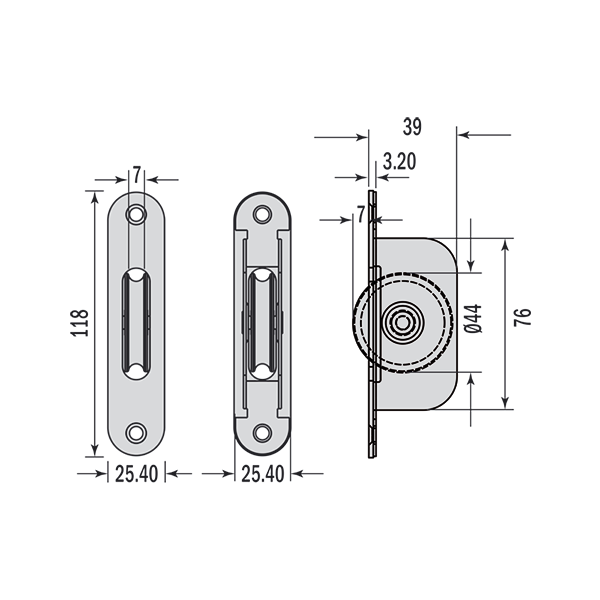 Chrome radius end sash pulley dimensions