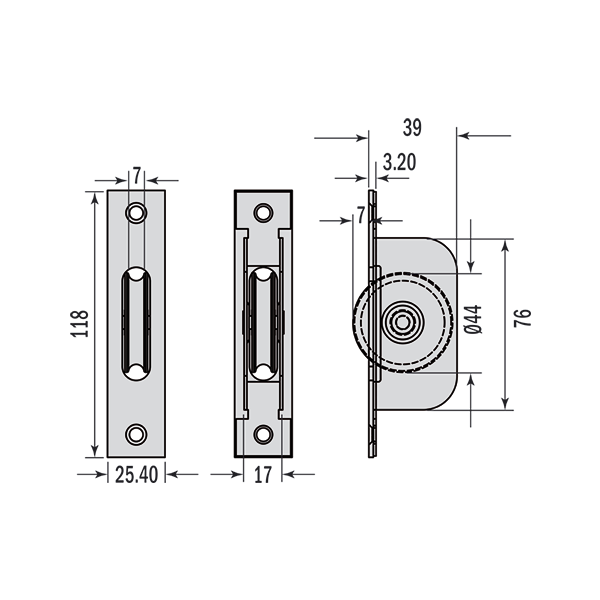 Brass sqauer end sash pulley dimensions