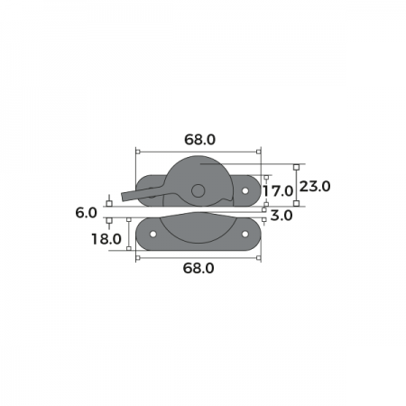 diagram showing dimensions of sash window fitch fastener