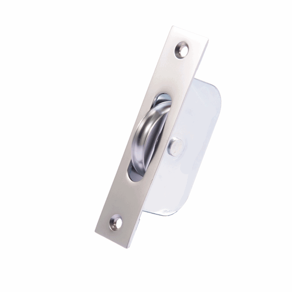 Standard Curved Wheel Sash Pulley - Square End - Satin Chrome