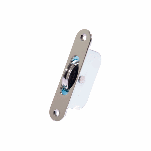 Standard Curved Wheel Sash Pulley - Radius End - Polished Chrome